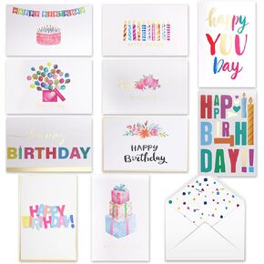 100 Pack Birthday Cards Bulk, Unique Gold Foil Birthday Cards with Envelopes & Stickers, 4x6 Inches Blank Happy Birthday Cards Assorted in Bulk for Kids, women, Friends & Office Celebrations.