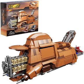 Battle Trade Federation Droid Ship Multi Troop Transport Building Kit, Battle Soldiers Troop Carrier with 2 Droidekas & 8 Machine Gun，Builidng Toy for Kids Ages 12+(1286 Pieces)