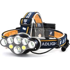 Rechargeable LED Headlamp High Lumens,8 LED Headlamp Flashlight 18000 Lumen 8 Modes with Lights USB Cable,Waterproof Head Lamp for Outdoor Running Hunting Hiking Camping Fishing