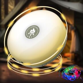 Camping String Lights, 32.8Ft Outdoor String Lights with 8 Lighting Modes,Quick 30s Recovery,Portable and Durable,12H Runtime-Rechargeable Camping Lights for Outdoor Yard Hiking