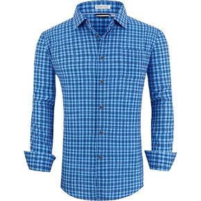 Alex Vando Mens Button Down Shirts Wrinkle Free 4-Way Stretch Print Business Casual Shirt