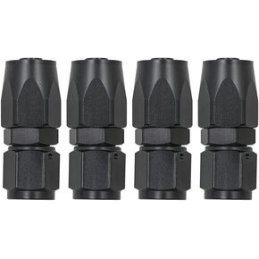 4Pcs Universal Straight AN6-6AN Swivel Hose End Fitting Adaptor Black For Fuel End 6 AN Fittings Aluminum Black