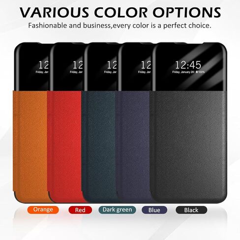 Migexxkj for Samsung Galaxy S23 Case Clear View S23 Case with Card Slot Kickstand Leather Flip Hard PC Shockproof Protective Phone Case Cover for Samsung Galaxy S23 5G (Black) in Saudi Arabia