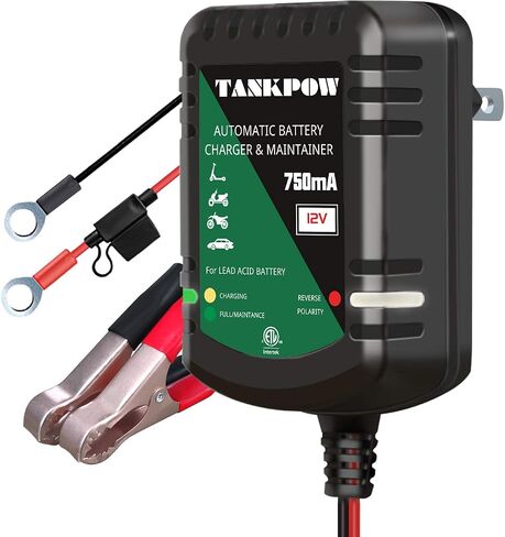 750mA Battery Charger,12V Car Battery Charger,Float Charger,Trickle Charger and Battery Maintainer for Automotive,Car,Motorcycle,Lawn Mower,SLA AGM Gel Lead-Acid Batteries in Kuwait