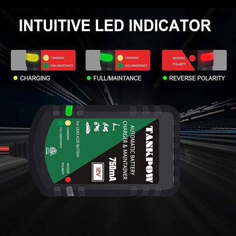 750mA Battery Charger,12V Car Battery Charger,Float Charger,Trickle Charger and Battery Maintainer for Automotive,Car,Motorcycle,Lawn Mower,SLA AGM Gel Lead-Acid Batteries in Kuwait