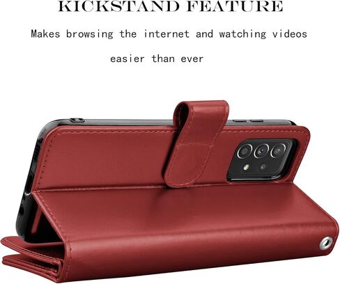 حافظة محفظة NJJEX لهاتف Samsung Galaxy A52S 5G / Galaxy A52 5G / Galaxy A52 [9 فتحات للبطاقات] حامل بطاقة الائتمان من جلد البولي يوريثان فليب [قابل للفصل] غطاء هاتف مغناطيسي وحبل [أسود] in Kuwait