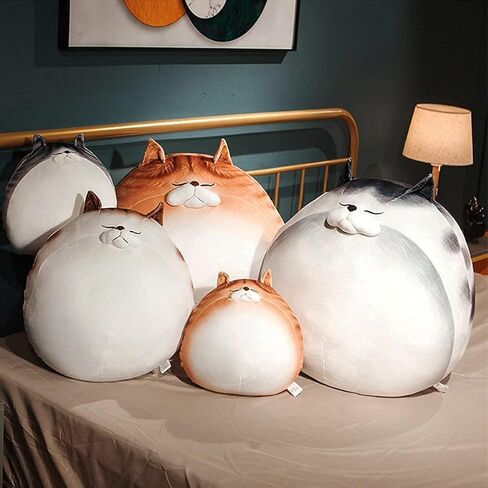 ARELUX 19.6In عالية السمين القط وسادة أفخم، لطيف الدهون كيتي القط محشوة الحيوان لينة هريرة رائعتين المعانقة وسادة أنيمي اسفنجي Plushies، لعبة مضحكة عيد ميلاد هدية عيد الميلاد للأطفال طفل بالغ الفتيان الفتيات in Kuwait