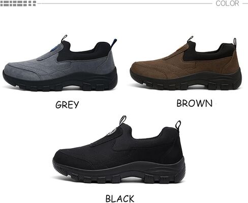 Men's Leather Comfortable and Breathable Orthopedic Hiking Shoes, Casual and Lightweight Slip-On Walking Boat Shoes, Outdoor Non-Slip Sneakers. in Saudi Arabia