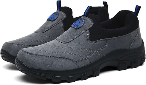Men's Leather Comfortable and Breathable Orthopedic Hiking Shoes, Casual and Lightweight Slip-On Walking Boat Shoes, Outdoor Non-Slip Sneakers. in Saudi Arabia