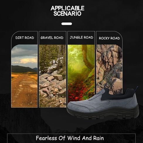 Men's Leather Comfortable and Breathable Orthopedic Hiking Shoes, Casual and Lightweight Slip-On Walking Boat Shoes, Outdoor Non-Slip Sneakers. in Saudi Arabia