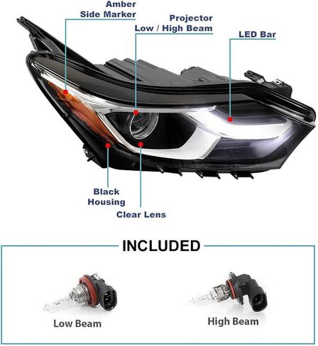 2018 2019 2020 Equinox Headlights with LED DRL,Left Headlight Assembly Fit for 2018-2020 Chevy Equinox Black Housing Replacement Driver Side in Saudi Arabia