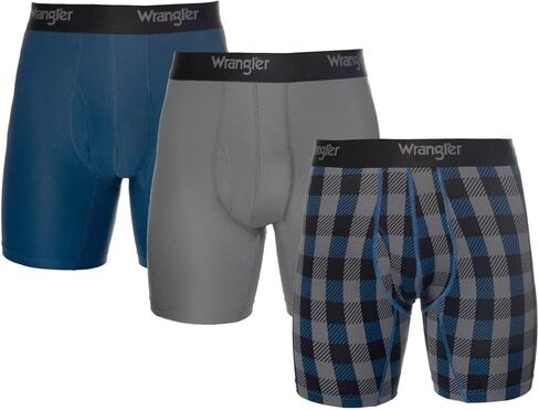 سراويل داخلية شبكية للرجال من Wrangler، 3 قطع (US، Alpha، Large، X-Large، عادي، عادي، فحمي، أزرق بافلو منقوش، أزرق بوسيدون) in Kuwait