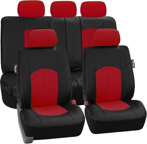 FH Group Universal Fit Full Set Faux Leather Car Seat Covers for Low Back Front Seat Covers, Airbag Compatible, Split Bench Rear Seat Cover for SUV, Sedan, Black in Saudi Arabia