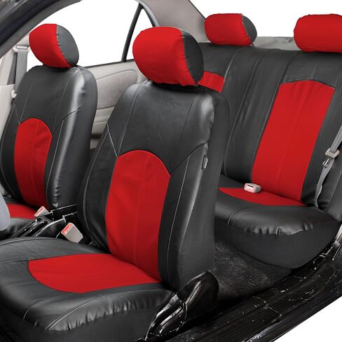 FH Group Universal Fit Full Set Faux Leather Car Seat Covers for Low Back Front Seat Covers, Airbag Compatible, Split Bench Rear Seat Cover for SUV, Sedan, Black in Saudi Arabia