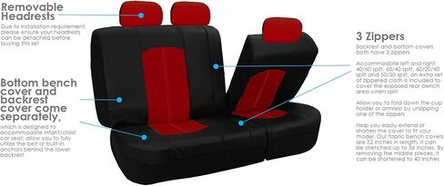 FH Group Universal Fit Full Set Faux Leather Car Seat Covers for Low Back Front Seat Covers, Airbag Compatible, Split Bench Rear Seat Cover for SUV, Sedan, Black in Saudi Arabia
