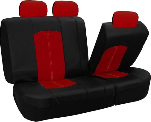 FH Group Universal Fit Full Set Faux Leather Car Seat Covers for Low Back Front Seat Covers, Airbag Compatible, Split Bench Rear Seat Cover for SUV, Sedan, Black in Saudi Arabia