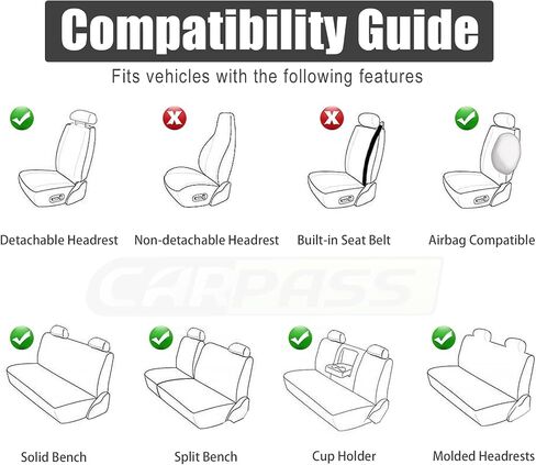 CAR PASS Waterproof Car Seat Covers Full Sets with 5mm Composite EVA, Neoprene Car Seat Cover with Separate Headrest Covers, Quick Setup Universal Fit for SUV Trucks,Airbag Compatible (Blue) in Saudi Arabia