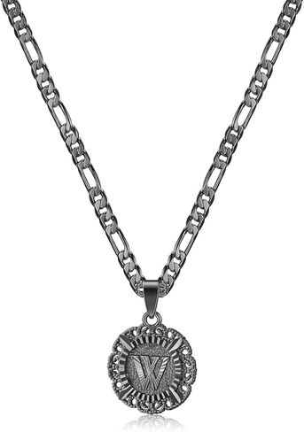 KissYan Initial Necklace For Women Girl,14K Gold Plated Round Letter Pendant Necklace Capital Monogram Necklace Alhpabets from A-Z Figaro Chain Necklace in Kuwait