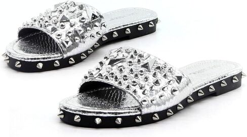 Cape Robbin Tonie Sandals Slides for Women, Studded Womens Mules Slip On Shoes in Kuwait