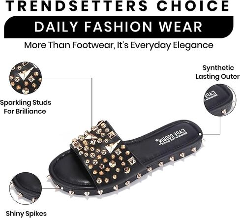 Cape Robbin Tonie Sandals Slides for Women, Studded Womens Mules Slip On Shoes in Kuwait