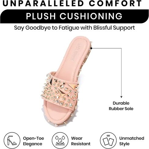 Cape Robbin Tonie Sandals Slides for Women, Studded Womens Mules Slip On Shoes in Kuwait