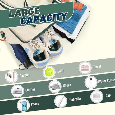 مجموعة مجاديف Pickleball Bag Pickleball، معتمدة من الولايات المتحدة الأمريكية، سطح من الألياف الزجاجية المتينة خفيفة الوزن ومتينة، حقيبة Pickleball، 4 كرات Pickleball، 2 مجاذيف كرة Pickleball من الألياف الزجاجية - مثالية للمبتدئين in Kuwait