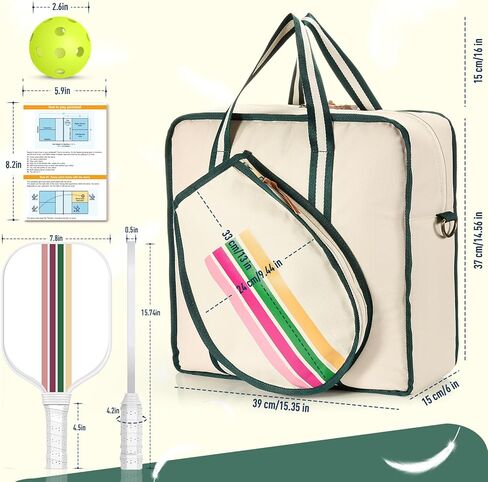 مجموعة مجاديف Pickleball Bag Pickleball، معتمدة من الولايات المتحدة الأمريكية، سطح من الألياف الزجاجية المتينة خفيفة الوزن ومتينة، حقيبة Pickleball، 4 كرات Pickleball، 2 مجاذيف كرة Pickleball من الألياف الزجاجية - مثالية للمبتدئين in Kuwait
