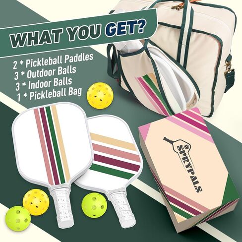 مجموعة مجاديف Pickleball Bag Pickleball، معتمدة من الولايات المتحدة الأمريكية، سطح من الألياف الزجاجية المتينة خفيفة الوزن ومتينة، حقيبة Pickleball، 4 كرات Pickleball، 2 مجاذيف كرة Pickleball من الألياف الزجاجية - مثالية للمبتدئين in Kuwait