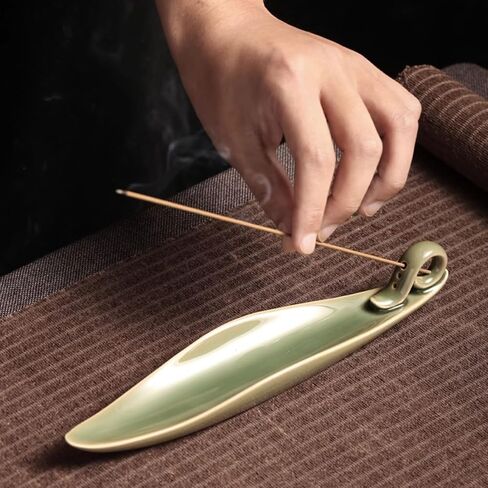 Incense Holder, Ceramic Insence-Stick Holder with 3 Holes, Incense Burner Ash Catcher for Incense Sticks- Perfect Room Decor for Meditation, Yoga, Home, and Office(Brown) in Saudi Arabia