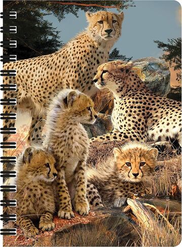 Jotter - عشيرة الفهد من Deluxebase. دفتر ملاحظات حلزوني عدسي ثلاثي الأبعاد للقطط الكبيرة مقاس 6 × 4 مع صفحات ورقية معاد تدويرها. عمل فني مرخص من الفنان الشهير ديفيد بينفاوند in Saudi Arabia