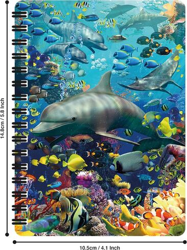 3D LiveLife Jotter - دولفين ديلايت من Deluxebase. دفتر ملاحظات حلزوني عدسي ثلاثي الأبعاد مقاس 6 × 4 مع صفحات ورقية معاد تدويرها. عمل فني مرخص من الفنان الشهير ديفيد بينفاوند in Saudi Arabia