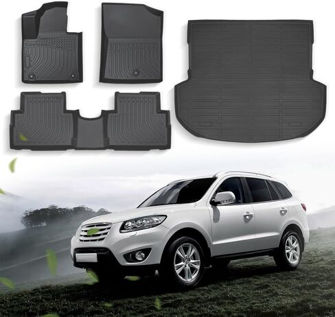 سجادات أرضية DiffCar® لسيارة Hyundai Santa Fe 2023 2022 2021 (موديلات البنزين فقط)، واقيات أرضية TPE مناسبة لجميع الأحوال الجوية، لملحقات Santa Fe 2021-2023 الداخلية (سجادات الأرضية + سجادة الشحن) in Kuwait