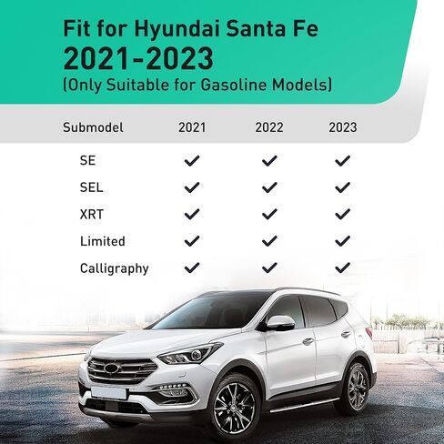 سجادات أرضية DiffCar® لسيارة Hyundai Santa Fe 2023 2022 2021 (موديلات البنزين فقط)، واقيات أرضية TPE مناسبة لجميع الأحوال الجوية، لملحقات Santa Fe 2021-2023 الداخلية (سجادات الأرضية + سجادة الشحن) in Kuwait