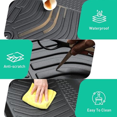 سجادات أرضية DiffCar® لسيارة Hyundai Santa Fe 2023 2022 2021 (موديلات البنزين فقط)، واقيات أرضية TPE مناسبة لجميع الأحوال الجوية، لملحقات Santa Fe 2021-2023 الداخلية (سجادات الأرضية + سجادة الشحن) in Kuwait