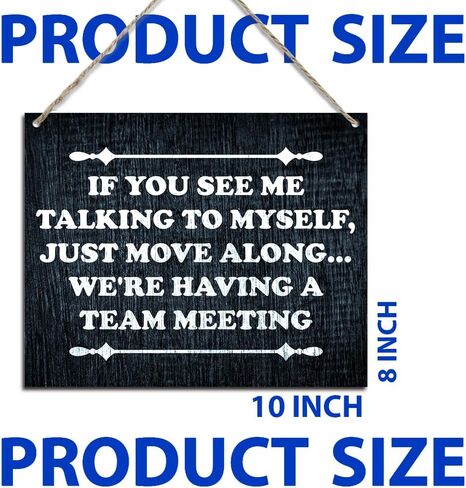 ديكور مكتب مضحك معلق لافتة خشبية لتزيين الحائط إذا رأيتني أتحدث إلى نفسي فنحن لدينا اجتماع فريق، ممر مكتب معلق ديكور غرفة الاجتماعات ديكور جداري 10 بوصة × 8 بوصة (J698) in Kuwait