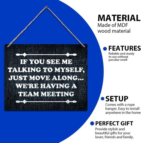 ديكور مكتب مضحك معلق لافتة خشبية لتزيين الحائط إذا رأيتني أتحدث إلى نفسي فنحن لدينا اجتماع فريق، ممر مكتب معلق ديكور غرفة الاجتماعات ديكور جداري 10 بوصة × 8 بوصة (J698) in Kuwait