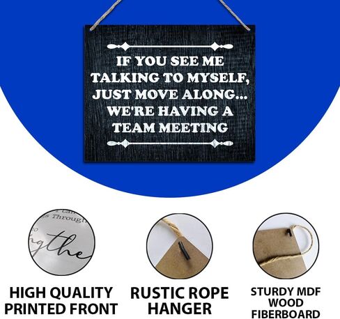 ديكور مكتب مضحك معلق لافتة خشبية لتزيين الحائط إذا رأيتني أتحدث إلى نفسي فنحن لدينا اجتماع فريق، ممر مكتب معلق ديكور غرفة الاجتماعات ديكور جداري 10 بوصة × 8 بوصة (J698) in Kuwait