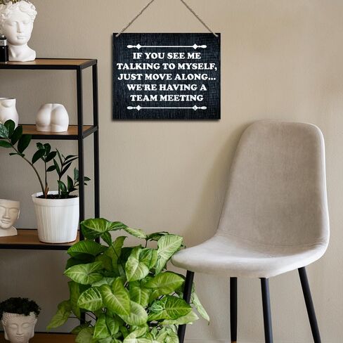 ديكور مكتب مضحك معلق لافتة خشبية لتزيين الحائط إذا رأيتني أتحدث إلى نفسي فنحن لدينا اجتماع فريق، ممر مكتب معلق ديكور غرفة الاجتماعات ديكور جداري 10 بوصة × 8 بوصة (J698) in Kuwait