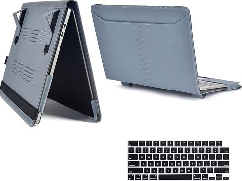 حافظة جلدية TYTX متوافقة مع جهاز MacBook Pro 14 بوصة 2023 2022 2021 الإصدار M3 A2918 A2992 M2 A2779 M1 A2442 Pro Max Chip غطاء الكمبيوتر المحمول مع فتحات تهوية ووظيفة الوقوف مع غطاء لوحة المفاتيح، أزرق فاتح in Kuwait