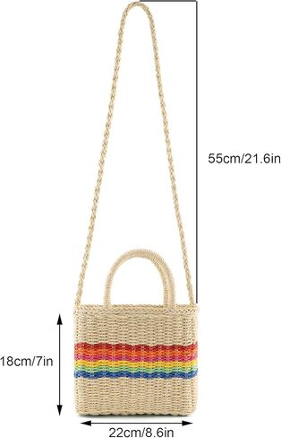 Ayliss المرأة حقيبة يد من القش حقيبة صغيرة من الخيزران حقيبة كتف الصيف الشاطئ Crossbody المنسوجة يدويا مقبض علوي حقائب يد من الخيزران in Kuwait