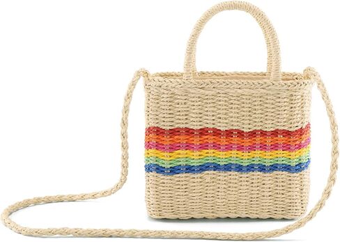 Ayliss المرأة حقيبة يد من القش حقيبة صغيرة من الخيزران حقيبة كتف الصيف الشاطئ Crossbody المنسوجة يدويا مقبض علوي حقائب يد من الخيزران in Kuwait