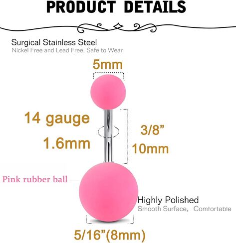 MODRSA Belly Button Ring Surgical Steel Belly Rings for Women Hypoallergenic Belly Button Rings Clicker Belly Button Ring Belly Piercing Silver Rose Gold Pink Black Navel Rings for Women in Kuwait