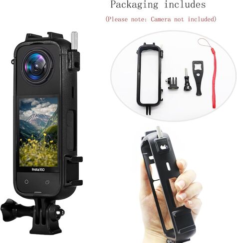 PCTC Utility Frame Cage for Insta360 X4 Compatible with Insta 360 X4 X 4 Accessories,with 1/4" Threads,2 Cold Shoe, Plastic Wrench & Lanyard in Saudi Arabia