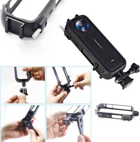 PCTC Utility Frame Cage for Insta360 X4 Compatible with Insta 360 X4 X 4 Accessories,with 1/4" Threads,2 Cold Shoe, Plastic Wrench & Lanyard in Saudi Arabia