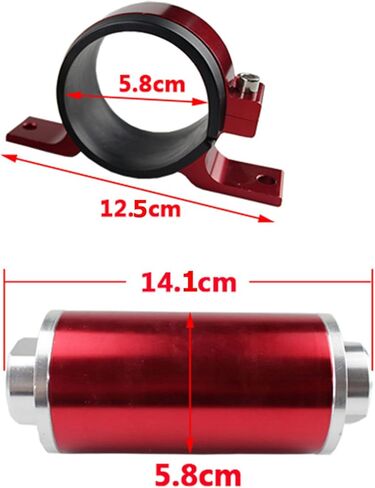 Fuel Filter Universal Red 30 Micron Billet Aluminum Inline Fuel/Petrol Filter Bracket AN6/AN8/AN10 Red Aluminum in Kuwait