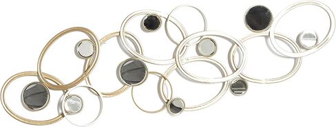 Deco 79 Metal Geometric Home Wall Decor Wall Sculpture with Round Mirrored Accents, Wall Art 52" x 2" x 16", Gold in Saudi Arabia