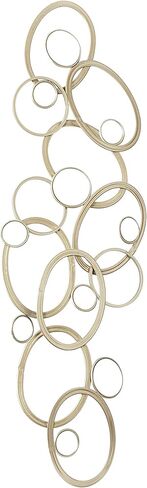 Deco 79 Metal Geometric Home Wall Decor Wall Sculpture with Round Mirrored Accents, Wall Art 52" x 2" x 16", Gold in Saudi Arabia
