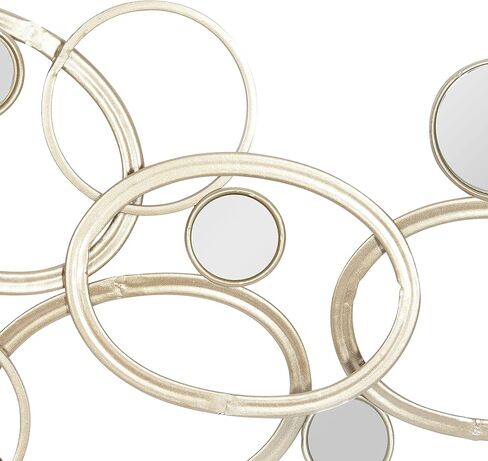 Deco 79 Metal Geometric Home Wall Decor Wall Sculpture with Round Mirrored Accents, Wall Art 52" x 2" x 16", Gold in Saudi Arabia
