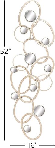 Deco 79 Metal Geometric Home Wall Decor Wall Sculpture with Round Mirrored Accents, Wall Art 52" x 2" x 16", Gold in Saudi Arabia