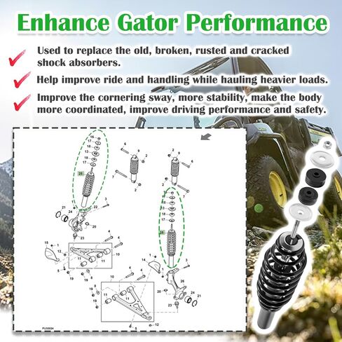 AM137957 ممتص صدمات زنبركي أمامي ملفوف 2 حزمة مع غسالات البطانات لجون ديري جاتور HPX، HPX 615E 815E/Gator XUV620I 4x4/Gator XUV850D 4x4 استبدال #AM137957#AM135372 in Kuwait